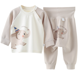 婴儿秋衣秋裤套装秋冬舒绒棉保暖男女宝宝高腰大PP内衣「撸猫棉」