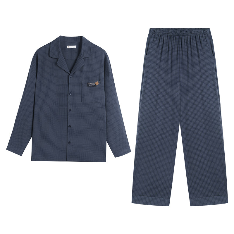春秋季柔软棉简约情侣家居服套装
