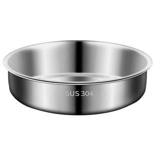 304不锈钢盘子加深圆盘家用托盘菜盘碟子蒸盘圆形餐盘平底铁盘大