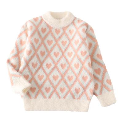 儿童水貂绒毛衣女童线衫圆领加厚