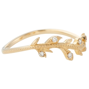 新年礼物agete/阿卡朵【植物】9K金植物花纹钻石戒指