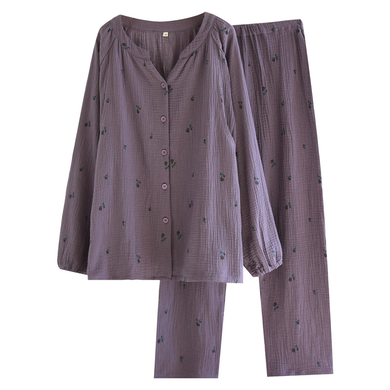 月子服春夏薄款纯棉双层纱布吸汗孕妇睡衣产妇哺乳产后喂奶家居服
