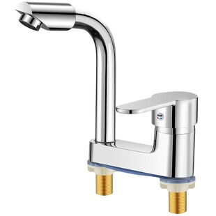 卫生间洗脸盆双孔水龙头冷热水二合一浴室洗手池洗漱台铜面盆龙头