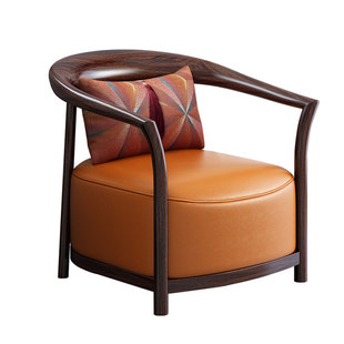 新中式乌金木休闲椅全实木太师沙发椅茶室家用客厅阳台圈椅三件套