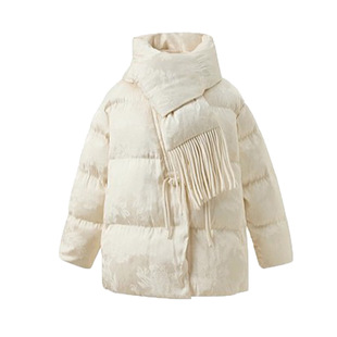 花拾90白鸭绒短款年轻款羽绒服女25冬季新中式国风加厚面包服外套