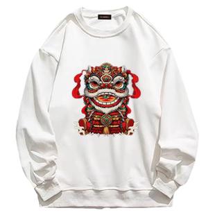 NASA联名国潮舞狮男童女童纯棉卫衣2024秋冬新款宽松圆领亲子上衣