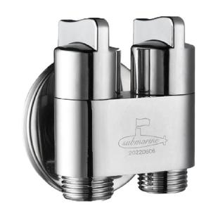 潜水艇铜三通角阀一分二一进二出双控分水器阀门洗衣机龙头三角阀