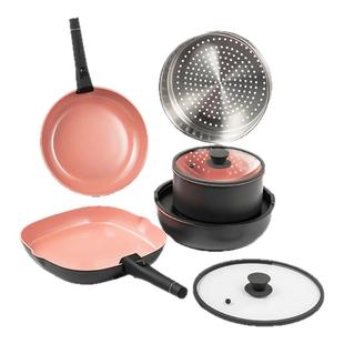 莱德斯陶瓷有钛可拆卸手柄锅套装不粘锅家用百变锅套娃锅户外锅具