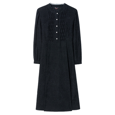 绮娑女装秋冬新款立领A字显瘦胖mm百搭长袖大码连衣裙打底小黑裙