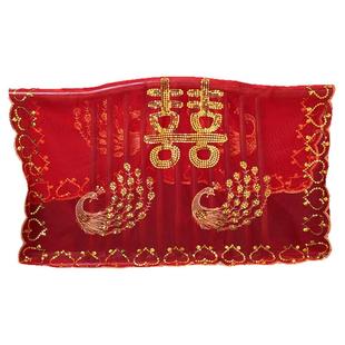 新娘红盖头出嫁结婚2024中式婚礼半透明纱头纱秀禾服蒙头红色头巾