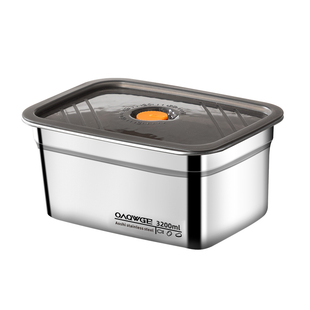 抗菌不锈钢保鲜盒带盖食品级盒子密封微真空便当饭盒冰箱冷冻专用