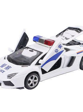 合金玩具回力声光汽车开门警车