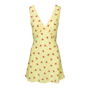 RealisationPar  连衣裙淡黄碎花真丝茶歇裙法式夏The Isabelli