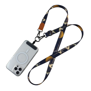 日系斜挎背带手机挂绳垫片女款手机绳高级帆布纹手机链挂脖男斜跨