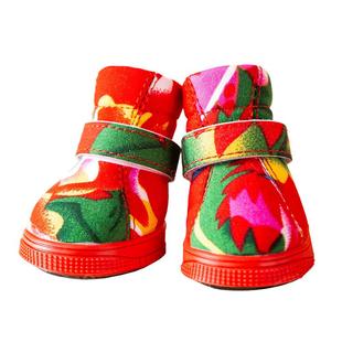 东北大花棉鞋狗狗秋冬季鞋子外出防脏鞋套保暖宠物不掉脚套小型犬