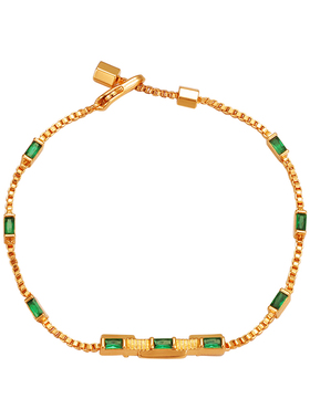 小众设计祖母绿色手链女