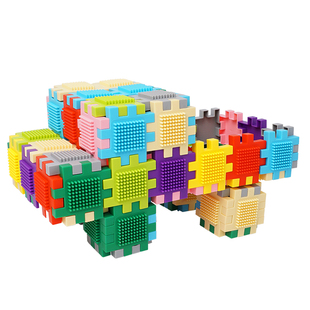儿童大方块方格塑料积木3岁益智拼装玩具6房子大号鬓毛幼儿园男宝