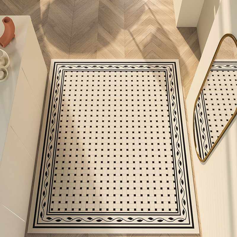 法式奶油风高级感门垫家用进门可擦免洗皮革地垫可剪裁入户地垫毯