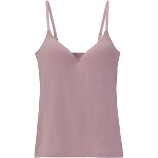 出口日本女装订单全季节美胸带BRA一体式深V打底衫细肩带吊带背心