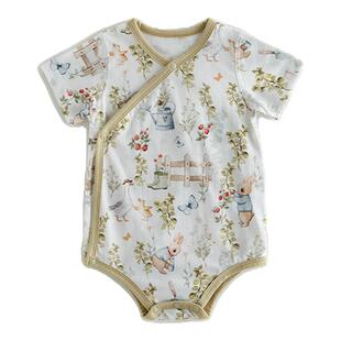 Oak Family婴儿衣服夏季宝宝三角包屁衣短袖纯棉a类新生儿爬服