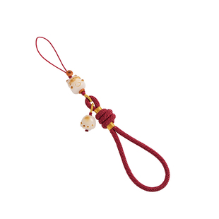 加噜原创手工编织手机链挂绳防丢套手白玉菩提炭烧招财猫爪吊坠女文艺挂件精致U盘包包挂饰短款结实耐用饰品