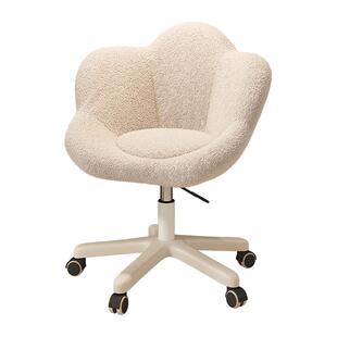 三梦旋转化妆椅女生卧室奶油风梳妆凳花瓣美甲椅子梳妆台专用凳子