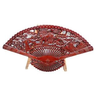 东阳木雕香樟木福字挂件家和万事兴木质扇子实木玄关扇形中式壁挂