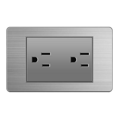 台湾118型美标不锈钢灰色六孔15A美规插座带Type-c快充110v面板