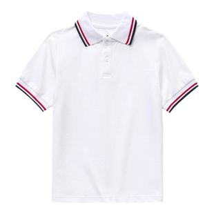 罗蒙男童短袖polo衫小学生校服纯中大儿童白色棉T恤女童毕业班服