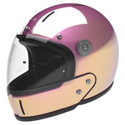 变色龙粉黄VELDT碳纤维头盔