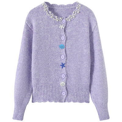 慕兔甜美温柔风圆领针织开衫