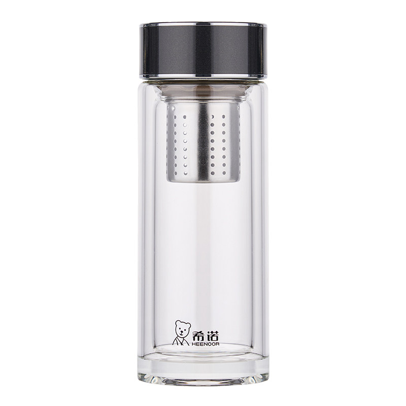 希诺双层玻璃杯玉石镶嵌