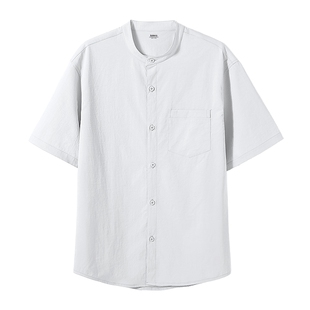 班尼路凉感短袖衬衫男夏季冰丝休闲白色衬衣男生外穿薄款外套男A