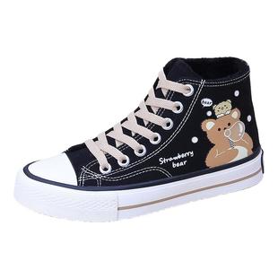 高帮加绒帆布鞋女2025冬季新款百搭学生鞋防滑软底保暖加厚大棉鞋