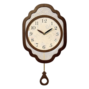 中式挂钟客厅家用2025新款复古轻奢高级感挂墙时钟中古风艺术钟表