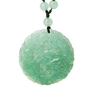 天然缅甸珠宝玉石翡翠龙牌吊坠冰糯种圆形玉龙挂件项链男女大玉佩