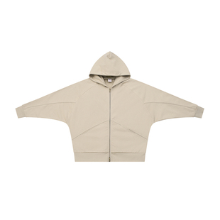 美式慵懒松弛感卫衣连帽双头拉链开衫落肩蝙蝠袖hiphop街舞穿搭潮