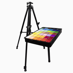 水粉颜料画架托盘美术生考试专用颜料支撑架水粉颜料托举架子高度可调节伸缩支架户外写生便携式手摇金属绘画