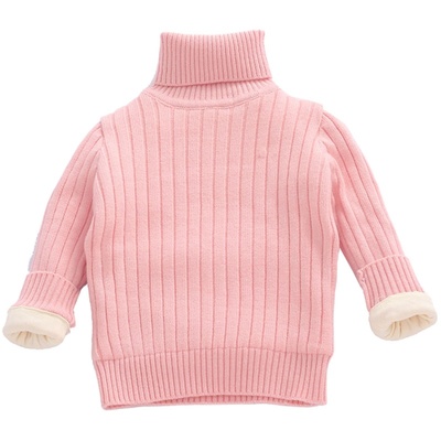 女童高领毛衣加绒加厚宝宝针织衫