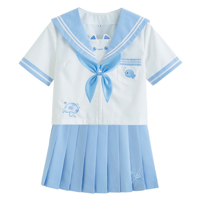 狐兔JK原创甜喵奶芙萌款水手服短袖短裙学院风甜美制服套装女