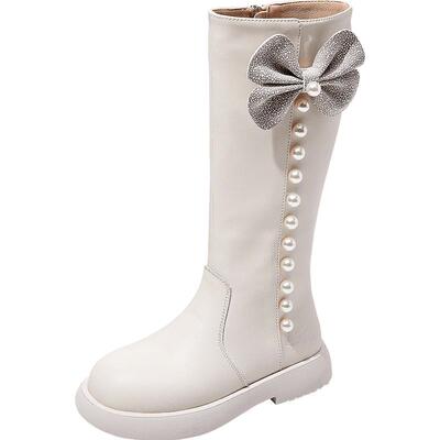 芭比女童长筒靴珍珠装饰