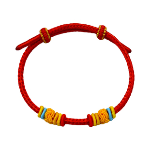 满月百日抓周婴儿宝宝红绳手工编织绳可串珠可穿黄金diy手链手绳