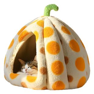 猫窝冬季保暖半封闭式兔子冬天狗窝冬安全感睡窝加厚过冬神器猫屋