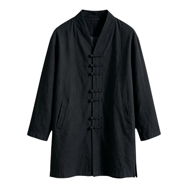 秋冬加绒复古盘扣汉服茶禅居士服