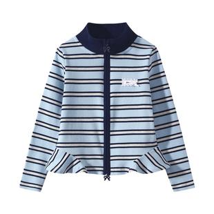 植木童装【miu系学院风】女童外套 儿童条纹针织上衣2026年春新款