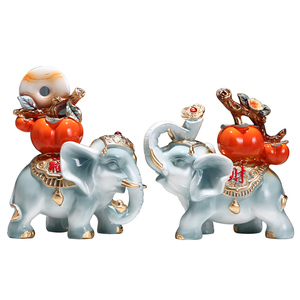 事事如意财福大象摆件一对创意家居玄关客厅电视柜轻奢高档装饰品