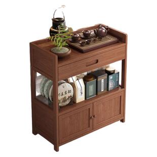 现代楠竹移动泡茶车古典多功能茶几小型简约茶桌餐边柜带门带抽屉