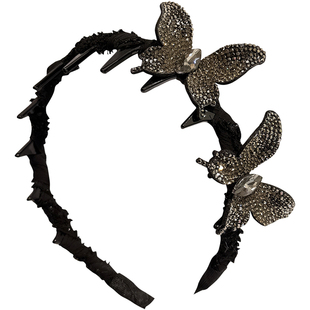 高级感满钻蝴蝶带齿高颅顶发箍女日常外戴洗脸头箍带齿压发卡头饰