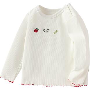 巴拉巴拉宝宝长袖t恤男童女童短款上衣春秋款童装婴儿白色打底衫