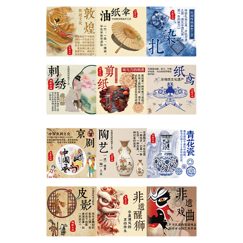 非遗场景盒子布置贴纸画幼儿园环创主题墙成品中国文化面装饰材料